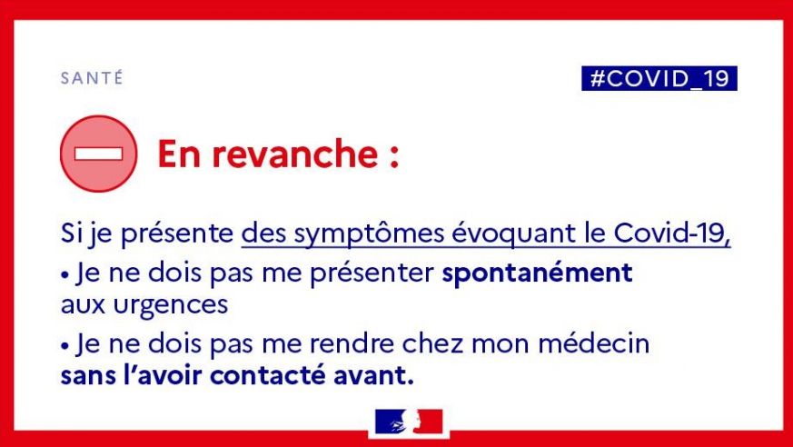 Coronavirus_Gouvernement_Si symptômes pas urgences directement_23 mars 