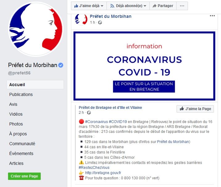 Coronavirus_Préfecture_Bilan épidémiologique 16 mars 2020