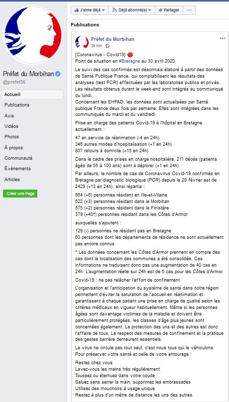 Coronavirus_Préfecture_Bilan épidémiologique au 30 avril 2020