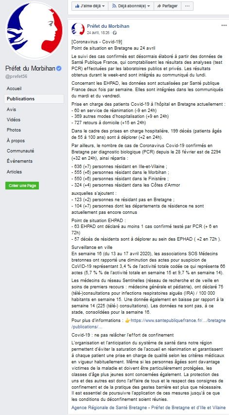 Coronavirus_Préfecture_Bilan épidémiologique du 24 avril 2020