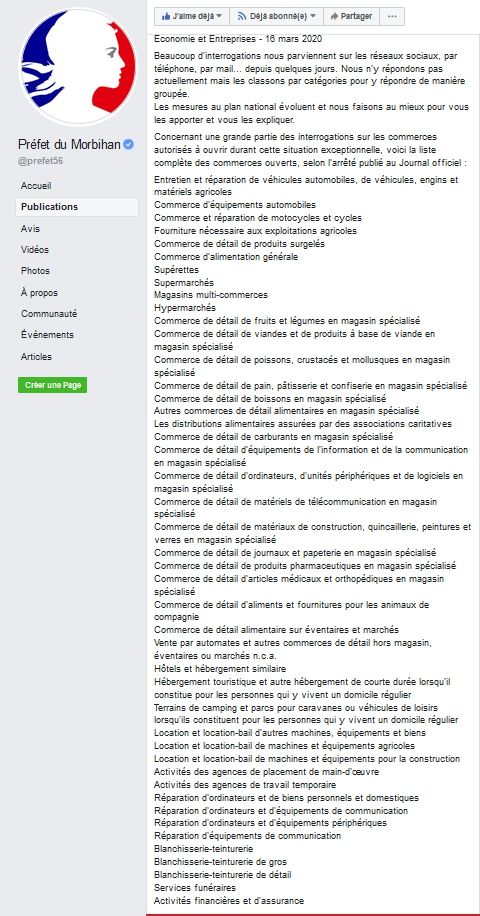 Coronavirus_Préfecture_Liste des commerces ouverts